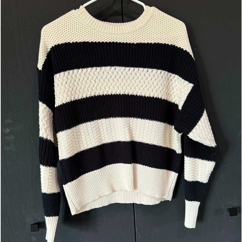 A New Day - black/white stripped sweater - size M
